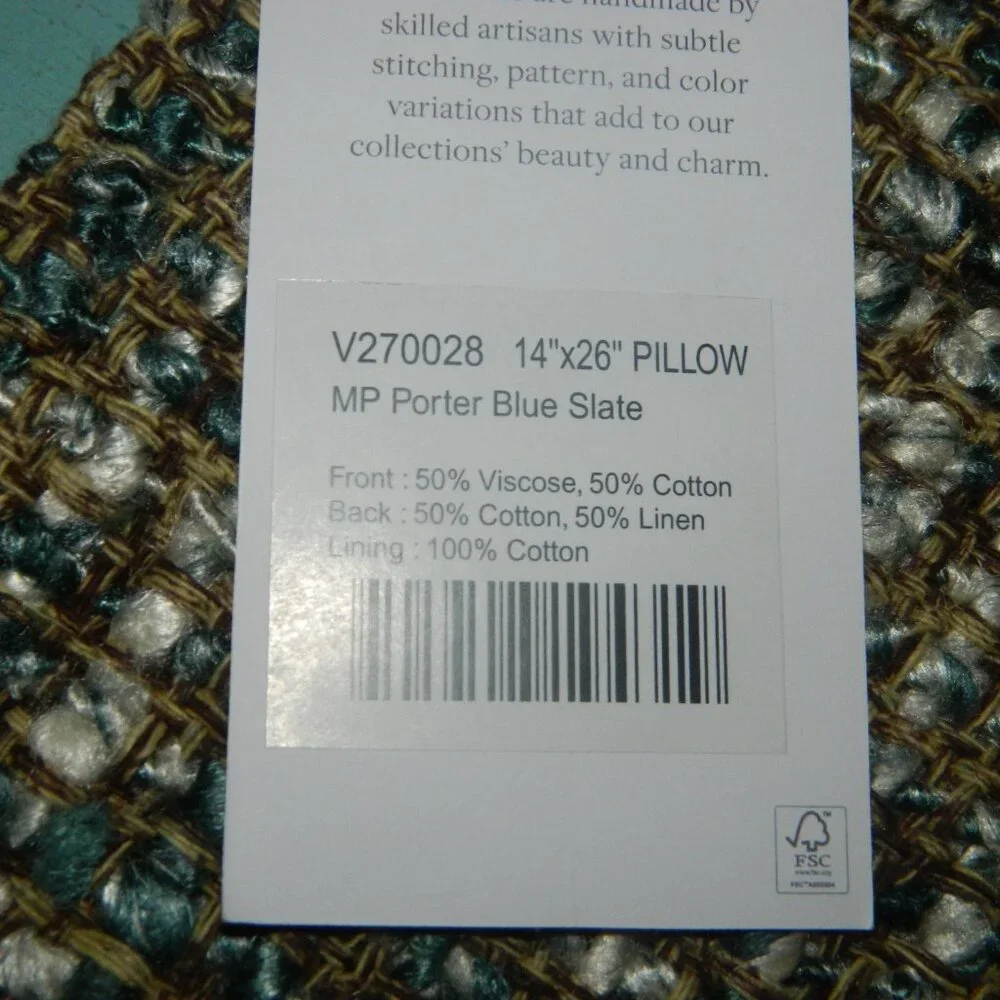 Pottery Barn/ Villa by Classic Torya Textured Blue Slate Lumbar Pillow Cover